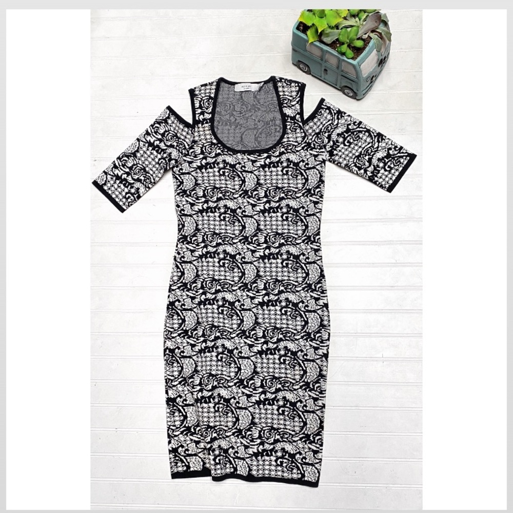 Ali & Jay Shoulder Cut Outs Knit Black&White Dress